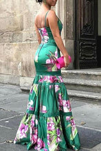 Load image into Gallery viewer, New Fashion Sexy Floral Plunge Ruffles Layered Hem Evening Dress.MC