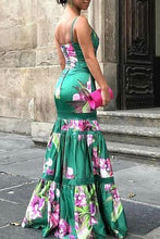 Load image into Gallery viewer, New Fashion Sexy Floral Plunge Ruffles Layered Hem Evening Dress.MC