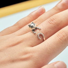 Load image into Gallery viewer, Naughty Silver Cat Ring