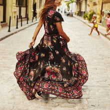 Load image into Gallery viewer, New Spring Sexy V Collar Short-Sleeved Retro Printed Expansion Vacation Dress.WH