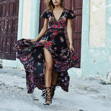 Load image into Gallery viewer, New Spring Sexy V Collar Short-Sleeved Retro Printed Expansion Vacation Dress.WH