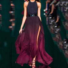 Load image into Gallery viewer, New Sexy Purple Halter Neck Sleeveless Maxi Dress.MC