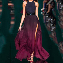Load image into Gallery viewer, New Sexy Purple Halter Neck Sleeveless Maxi Dress.MC