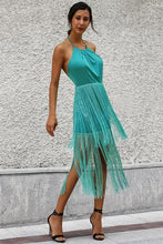 Load image into Gallery viewer, New Sexy Green Tassel Halter Sleeveless Maxi Dress.WH