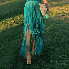 Load image into Gallery viewer, New Sexy Green Tassel Halter Sleeveless Maxi Dress.WH