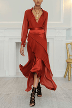 Load image into Gallery viewer, New Sexy Deep V Collar Plain Flouncing Maxi Dress.MC