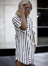 Load image into Gallery viewer, Color Block V-Neckline 3/4 Sleeves Elegant T-shirts TOPS.FL