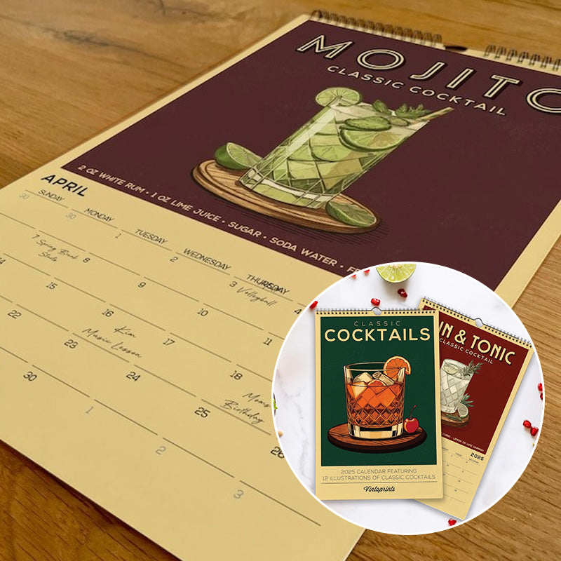 2025 Cocktail Art Wall Calendar tidesale
