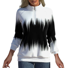 Load image into Gallery viewer, Langarm-Sweatshirt mit halbem Rollkragen und Reißverschluss