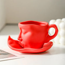 Load image into Gallery viewer, Metal touching face creative ceramic kiss Coffee cup