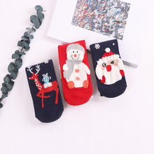 Load image into Gallery viewer, Christmas Cartoon Jacquard Cotton Women's Socks, 3 Sets