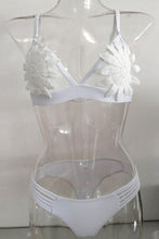 Load image into Gallery viewer, Mesh Embroidered Flower Bikini Swimsuit .bi