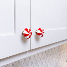 Load image into Gallery viewer, Christmas Peppermint Knob Button Cover