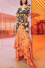 Load image into Gallery viewer, New Gorgeous V Collar Floral Printed Split Joint Maxi Dress.MC