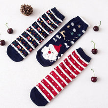 Load image into Gallery viewer, Christmas Cartoon Jacquard Cotton Women's Socks, 3 Sets