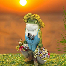 Load image into Gallery viewer, Cute Gardener Frog Statue