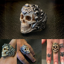 Load image into Gallery viewer, 💀💀Vintage polish floral armor antler skull ring