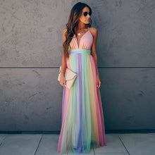 Load image into Gallery viewer, Rainbow Striped Suspender Dress