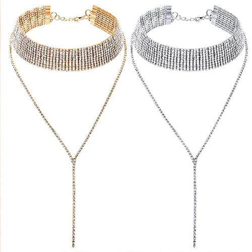 Rhinestone Tassel Choker