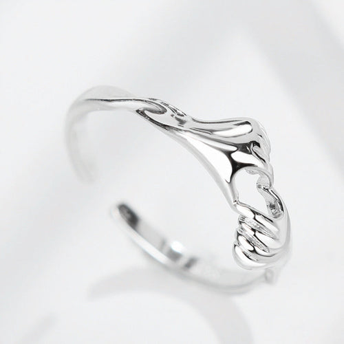 Silver Heart Ring-Hands Ring