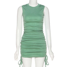 Load image into Gallery viewer, New Slim Drawstring Pleated Dress