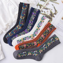Load image into Gallery viewer, Idearock Vintage Embroidered Floral Socks (5 pairs)