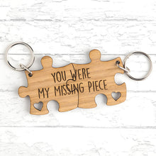 Load image into Gallery viewer, You Were My Missing Piece - Engraved Wooden Jigsaw Puzzle Keyring Set