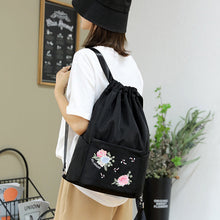 Load image into Gallery viewer, Folding Embroidered Drawstring Backpack