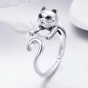 Naughty Silver Cat Ring