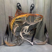 Load image into Gallery viewer, Metal Fish with Hooks Plasma Cut Sign Art🎣