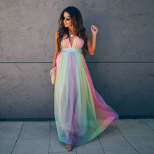 Load image into Gallery viewer, Rainbow Striped Suspender Dress