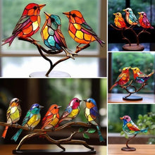 Load image into Gallery viewer, 🌈Stained Glass Birds on Branch Desktop Ornaments🕊️