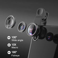 Load image into Gallery viewer, 3 in 1 Clip on 180 Degree Fish Eye Lens