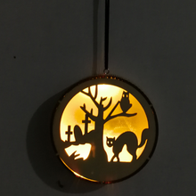 Load image into Gallery viewer, Halloween Round Wooden Hollow LED Light