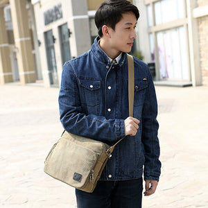 Men's one-shoulder retro canvas bag