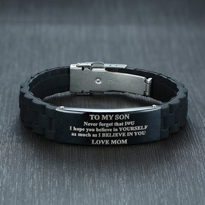 Silicone Bracelet with Stainless Steel Plate
