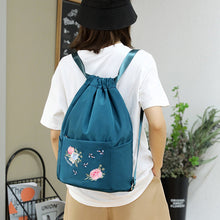 Load image into Gallery viewer, Folding Embroidered Drawstring Backpack