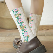 Load image into Gallery viewer, Idearock Vintage Embroidered Floral Socks (5 pairs)