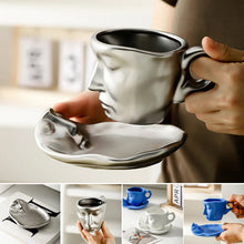 Load image into Gallery viewer, Metal touching face creative ceramic kiss Coffee cup