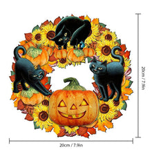Load image into Gallery viewer, Halloween funny pumpkin black cat wooden listing decoration