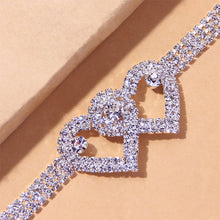 Load image into Gallery viewer, Fashion Rhinestone Double Heart Anklet