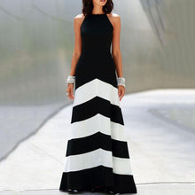 Load image into Gallery viewer, New Backless Color Block Wave Stripe Sleeveless Maxi Dresses.MC