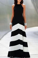 Load image into Gallery viewer, New Backless Color Block Wave Stripe Sleeveless Maxi Dresses.MC