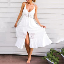 Load image into Gallery viewer, New Breasted Slit Hollow Out Plain Sleeveless Maxi Dresses.AQ