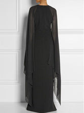 Load image into Gallery viewer, New Cape Sleeve High Slit Plain Chiffon Maxi Dress.MC