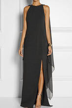 Load image into Gallery viewer, New Cape Sleeve High Slit Plain Chiffon Maxi Dress.MC