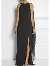 Load image into Gallery viewer, New Cape Sleeve High Slit Plain Chiffon Maxi Dress.MC