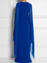 Load image into Gallery viewer, New Cape Sleeve High Slit Plain Chiffon Maxi Dress.MC