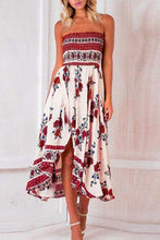 Load image into Gallery viewer, New Off Shoulder Elastic Strapless Irregular Printing Vacation Dress.AQ