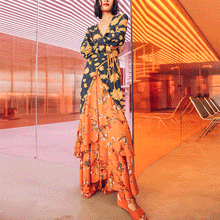 Load image into Gallery viewer, New Gorgeous V Collar Floral Printed Split Joint Maxi Dress.MC